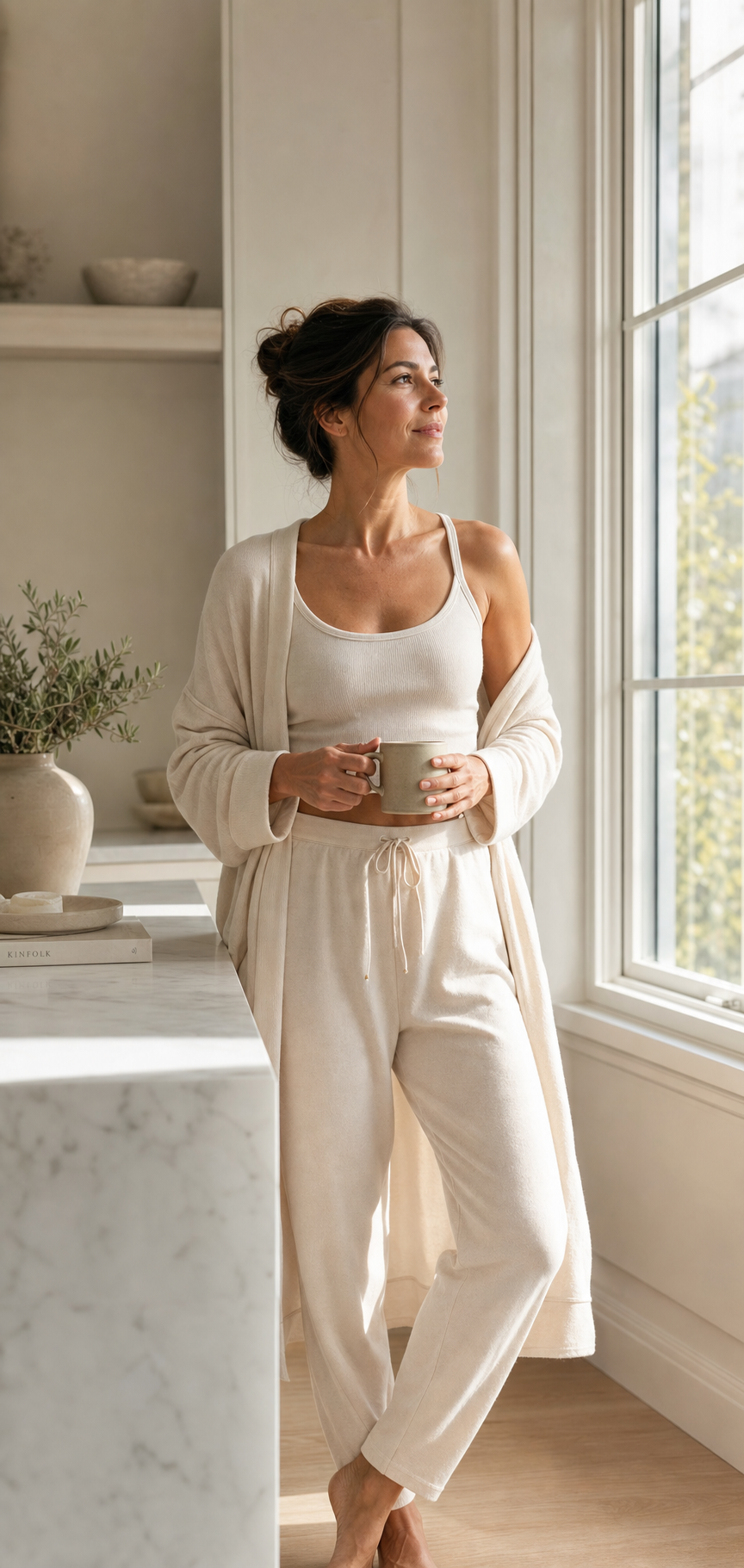 Woman in morning wellness routine — Grace Longevity
